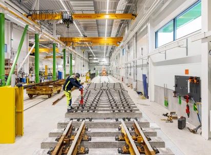 Turnout assembly in Vossloh's plant in Sannahed, Sweden